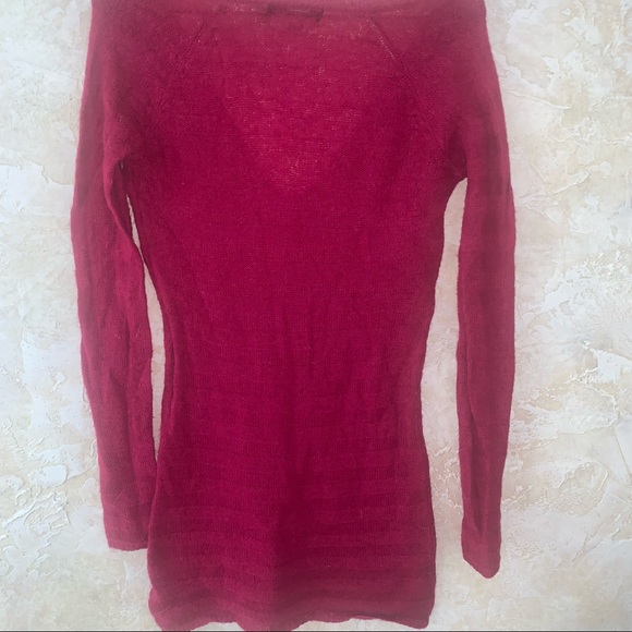 Hot Pink fuchsia scoop neck light weight tunic style sweater mossimo size XS - Picture 4 of 9